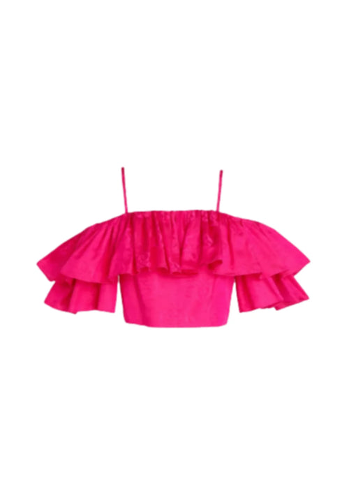 HOT PINK RUFFLED CROP TOP