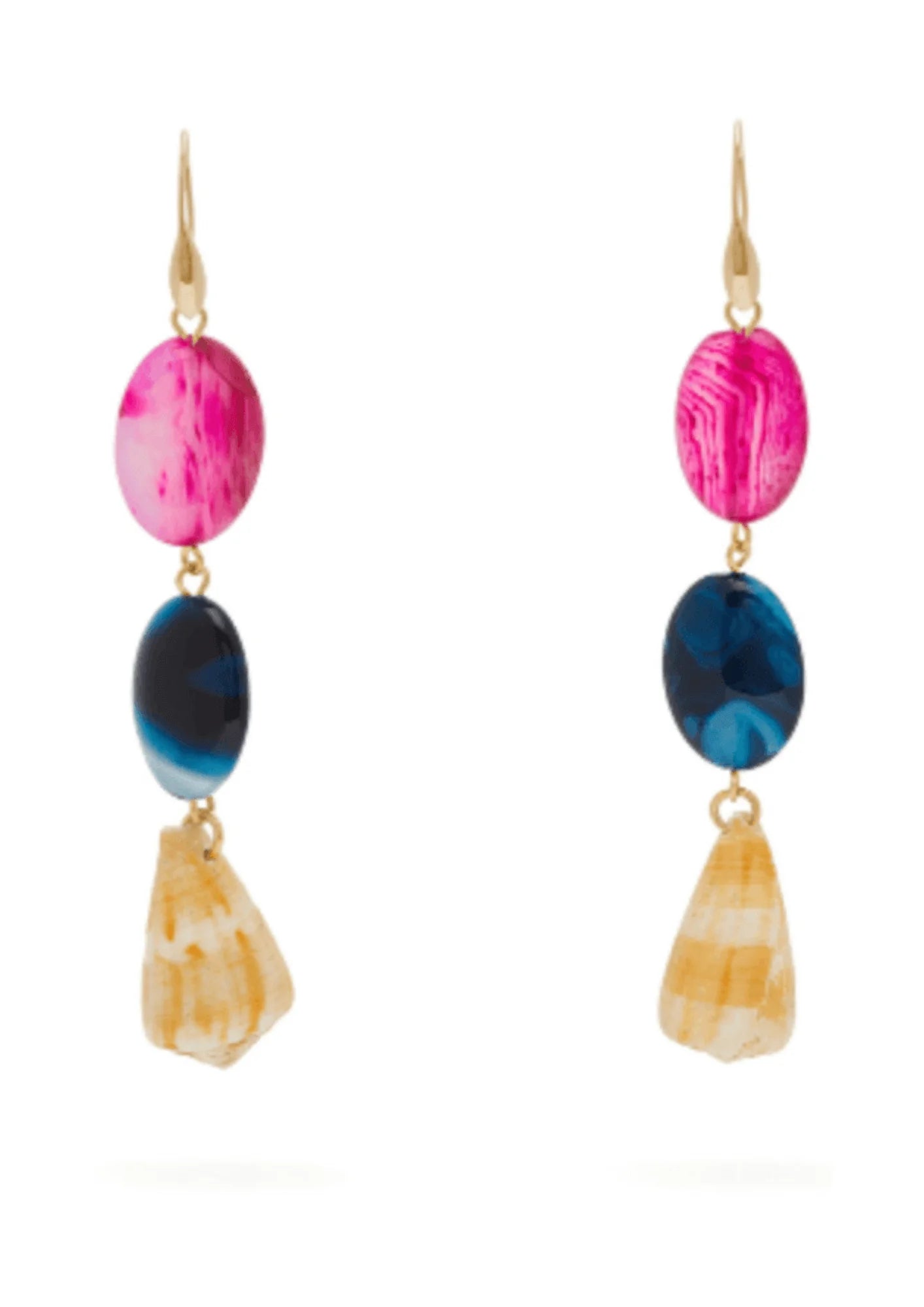 STONE AND SHELL-DROP EARRINGS