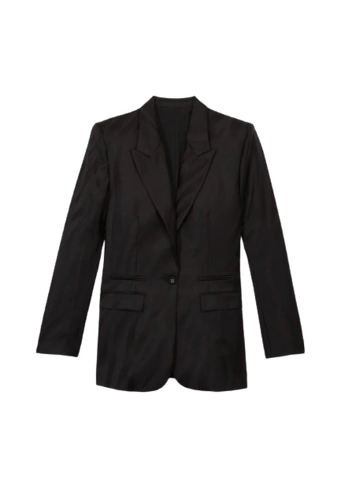 BLACK WOOLEN BLAZER ZEBRA-PRINTED