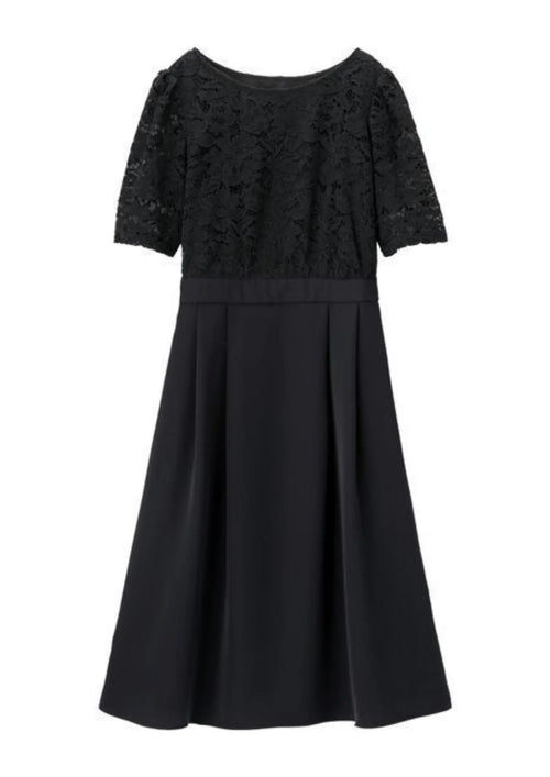 BLACK LONG DRESS WITH LACE