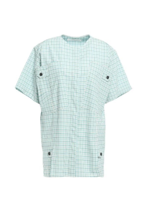 Haut à carreaux en laine vert clair