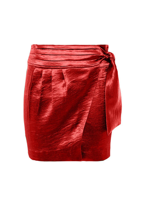 RED METALLIC EFFECT SKIRT