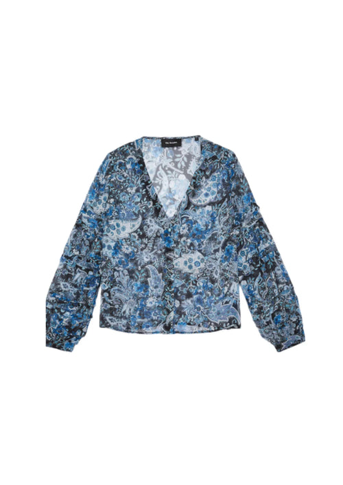 NAVY BLUE SILK BLOUSE