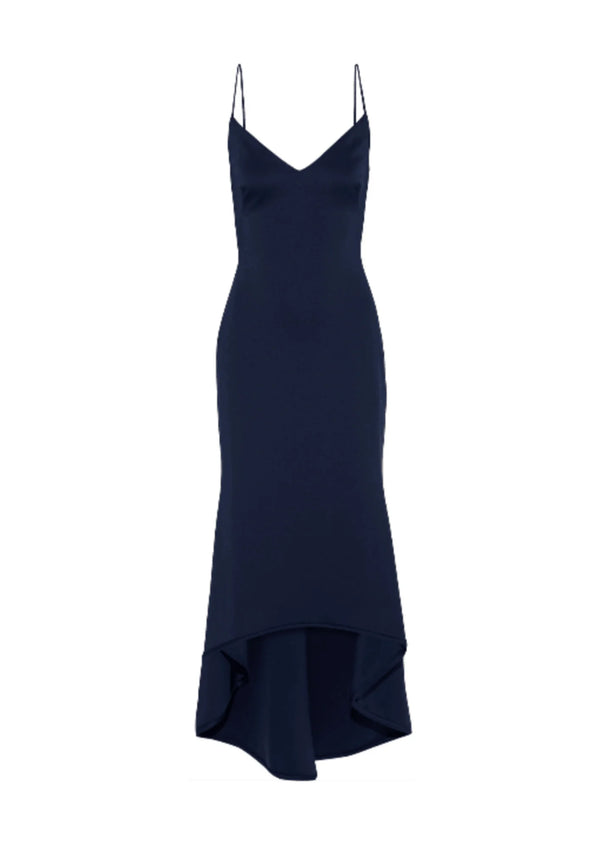 NAVY BLUE ASYMMETRIC GOWN