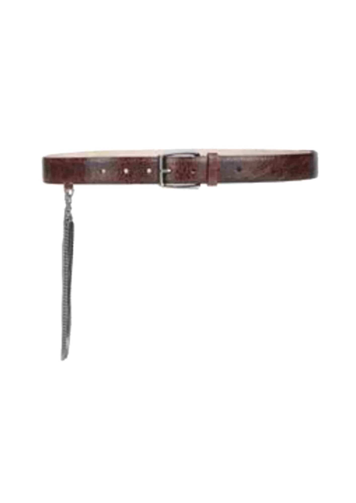BROWN LEATHER BELT WITH CHAIN