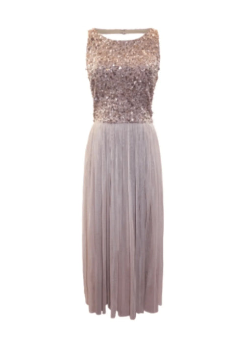 BLUSH SLEEVELESS SEQUINED DRESS