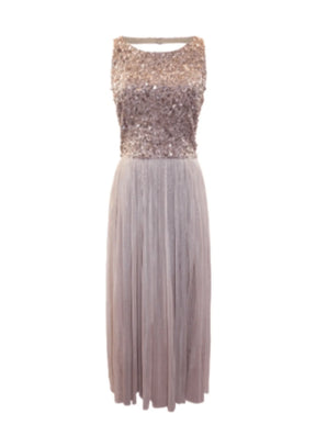 Blush ärmellose Paillettenkleid