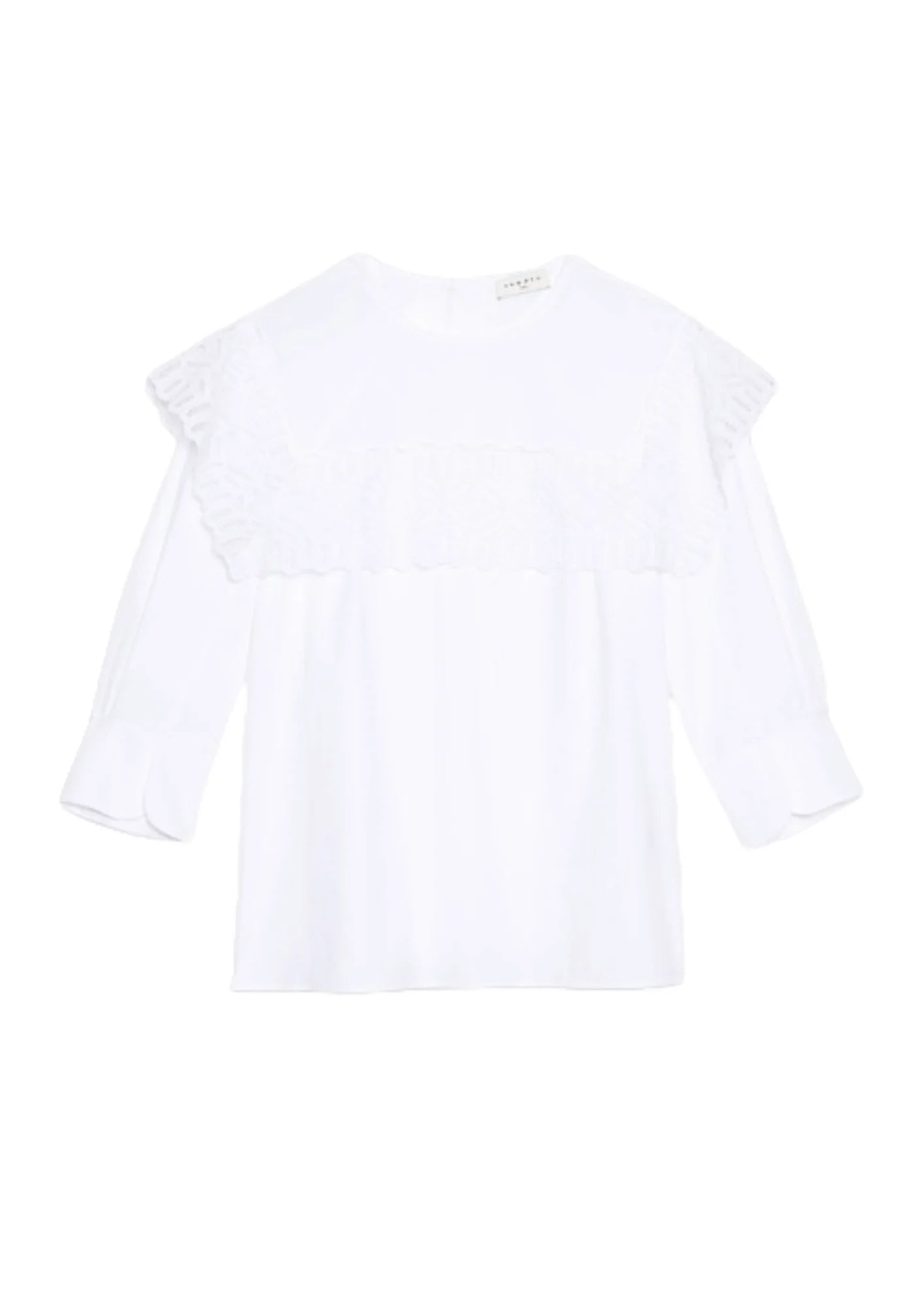 WHITE TOP WITH LACE FLAP