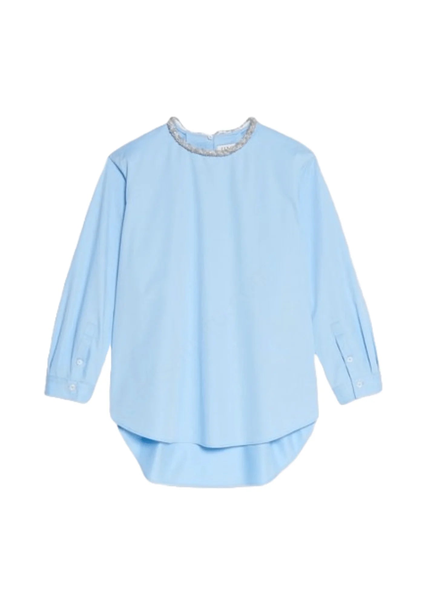 LIGHT BLUE TOP WITH DECORATIVE PEARLS