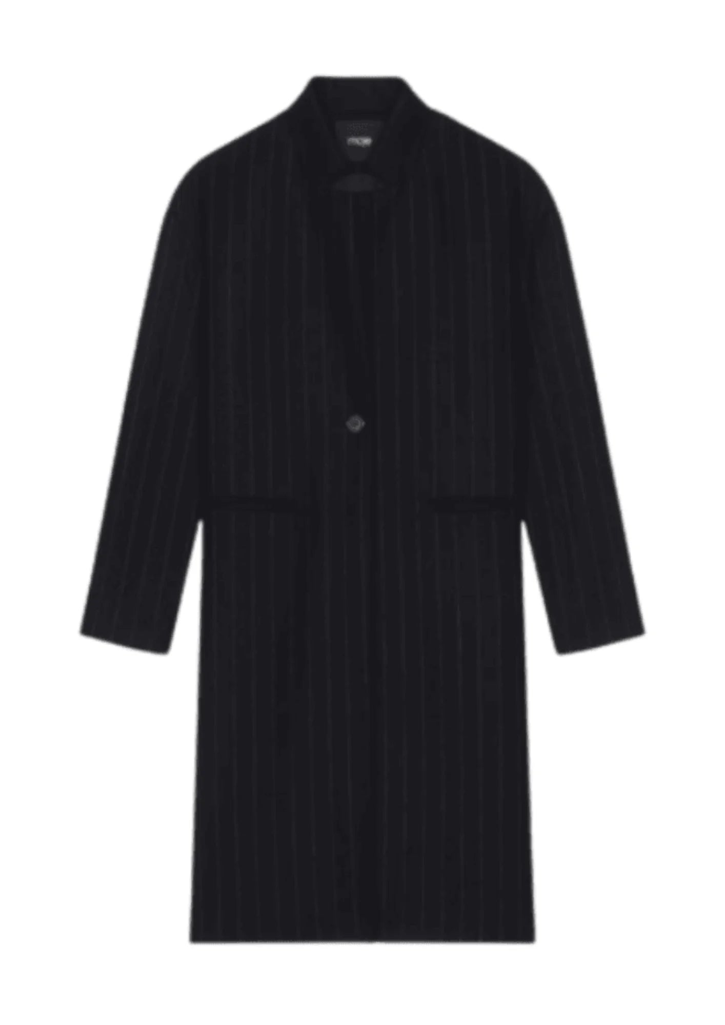 BLACK STRAIGHT COAT WITH STRIPES