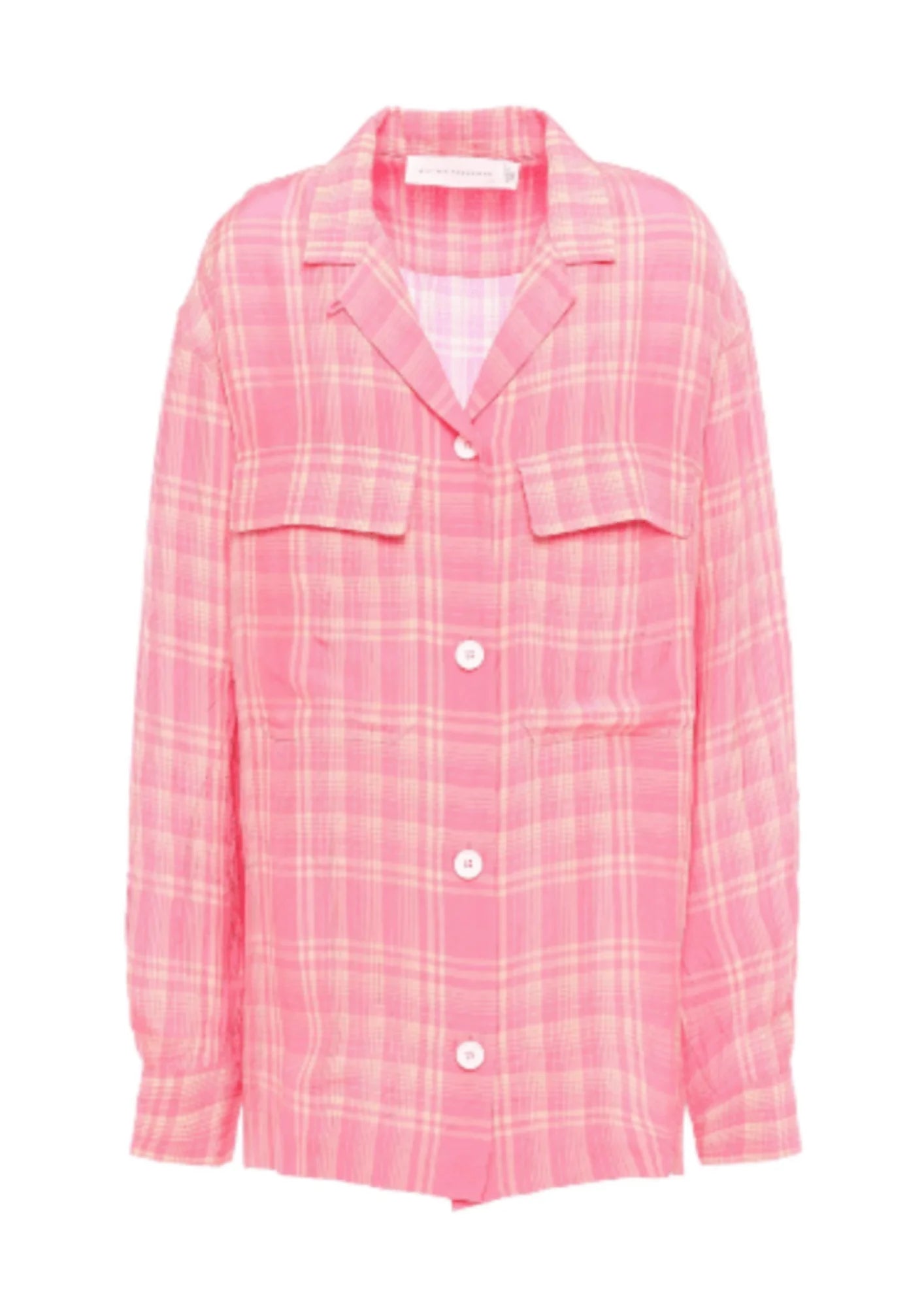 Pink geprüftes gewebtes Hemd