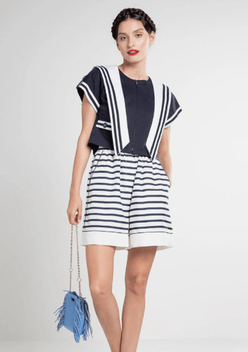 STRIPED SHORTS WHITE AND BLUE
