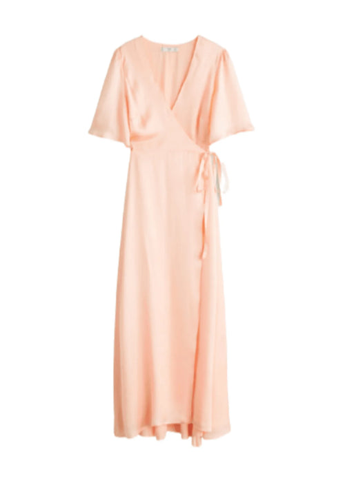 Robe longue satin corallienne