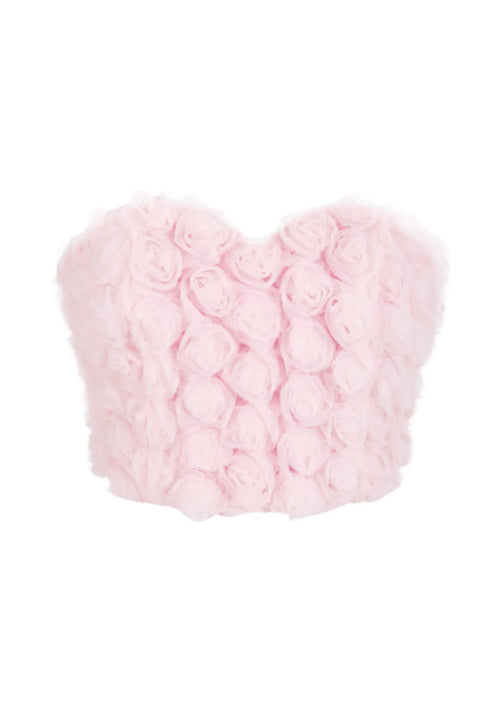 Top rose avec des fleurs en tulle