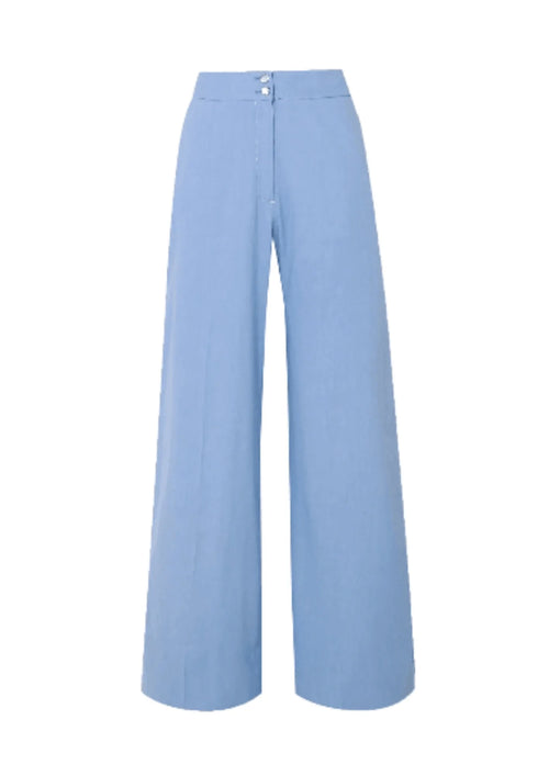 Pantalon à jambes larges bleu clair