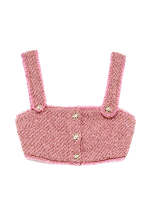 PINK TWEED CROPPED TOP