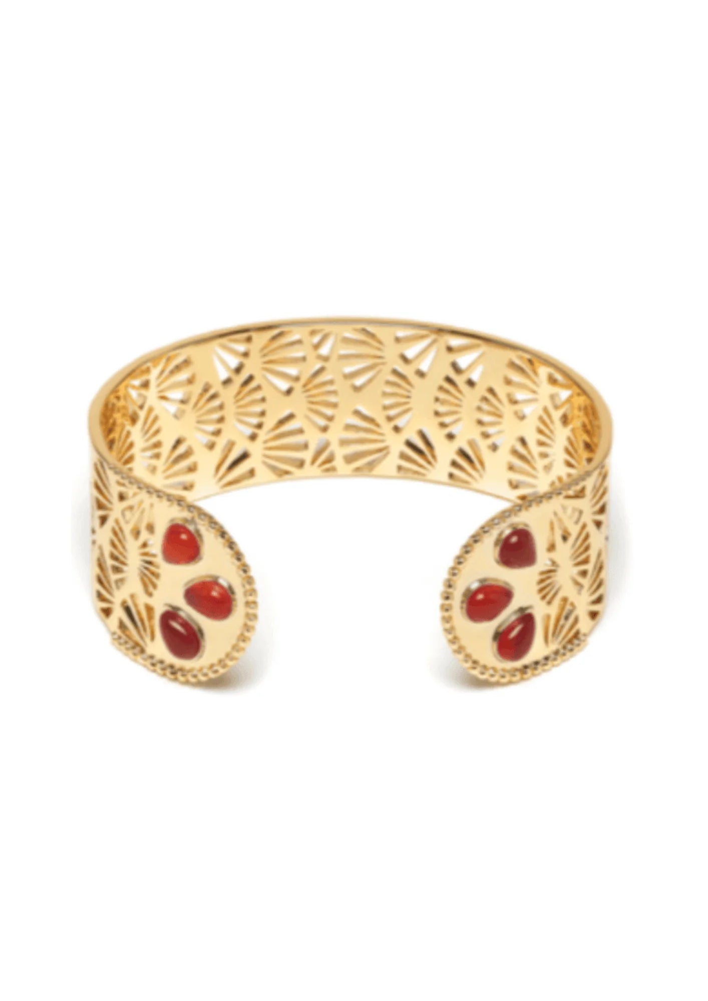 DONATIENNE GOLDEN CUFF WITH RED STONES