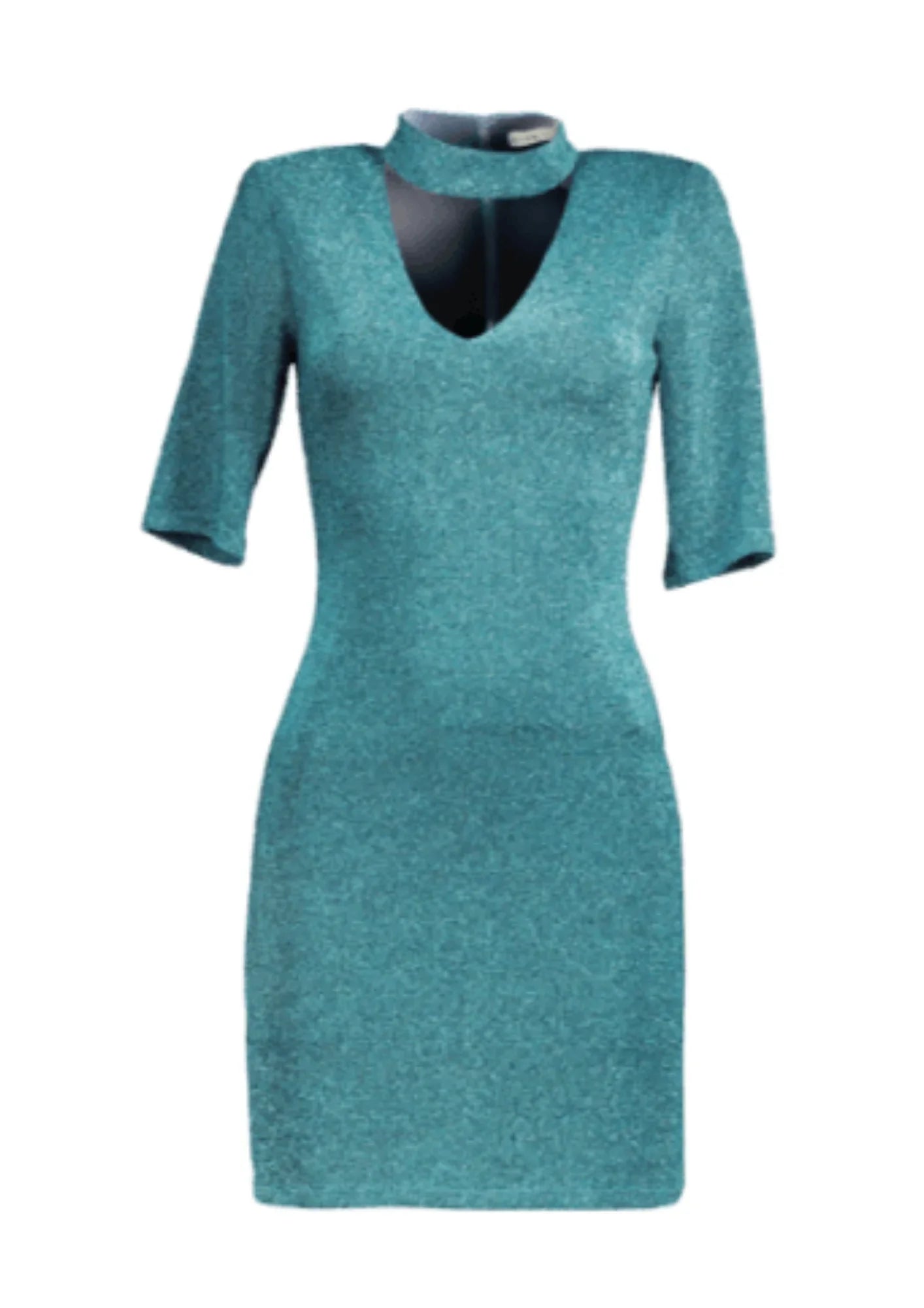 DARK TURQUOISE V-NECK DRESS