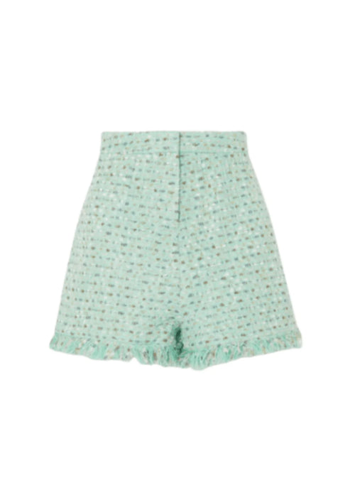 MINT GREEN METALLIC TWEED SHORTS
