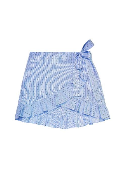 SKY BLUE MINI WRAP SKIRT