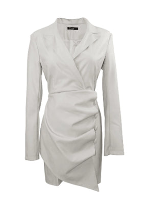 Weißer Kunstlederblazer