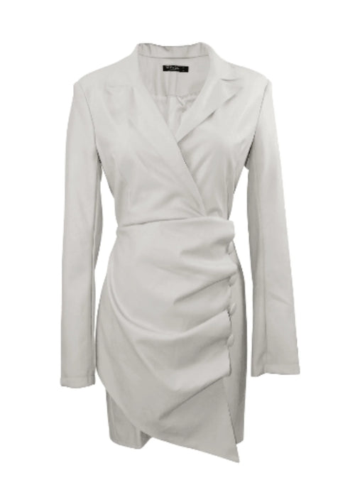 WHITE FAUX LEATHER BLAZER