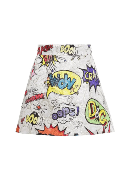 OFFWHITE PRINTED METALLIC MINI SKIRT