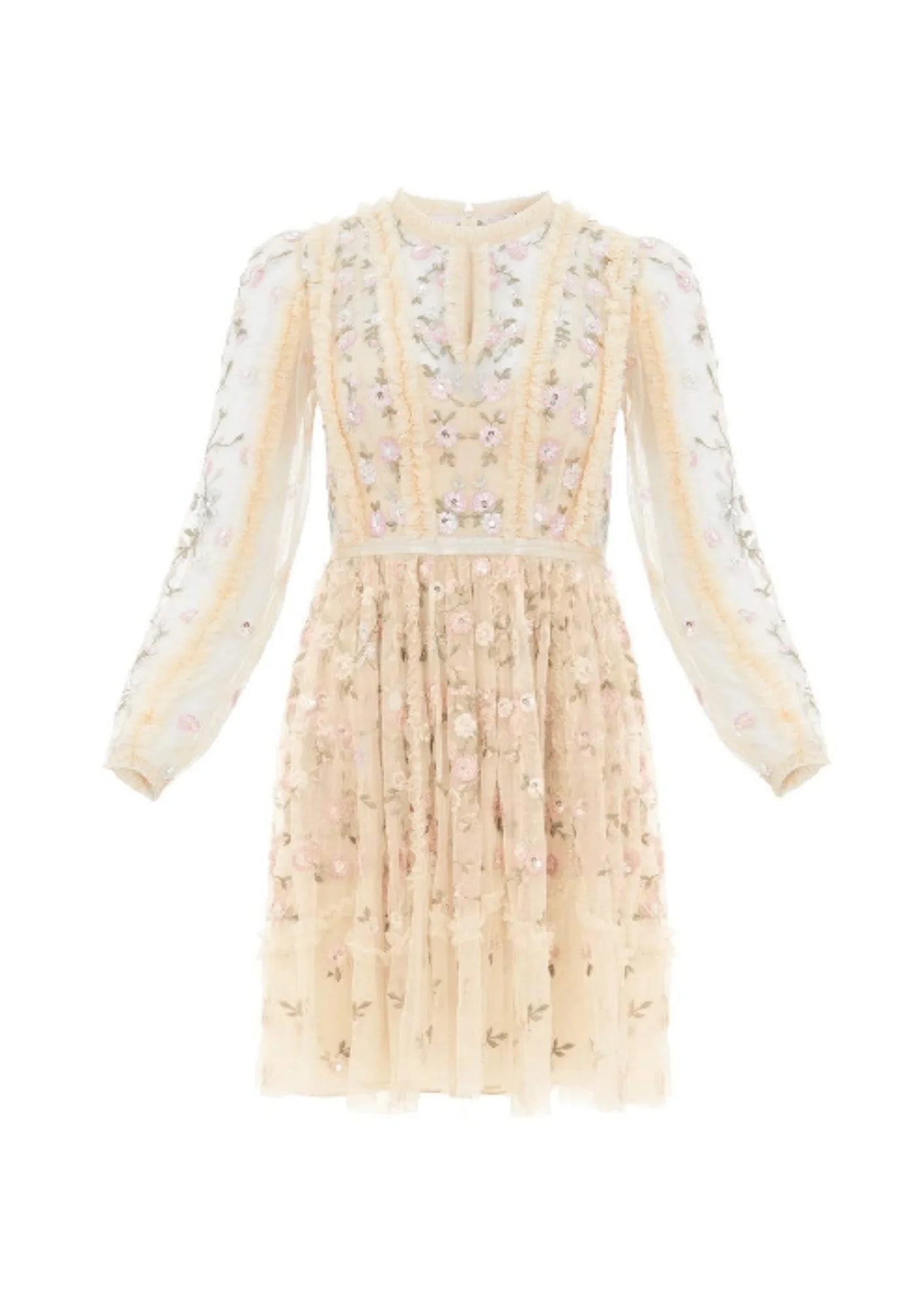 FLORAL EMBROIDERED TULLE DRESS