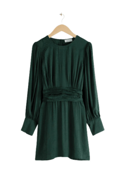 GREEN FLORAL JACQUARD DRESS