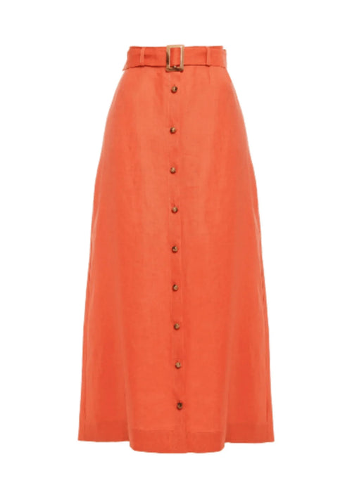 ORANGE BELTED MAXI SKIRT