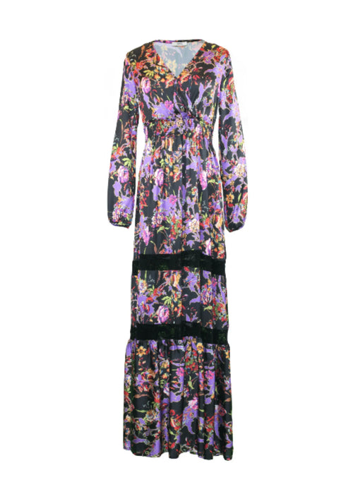 Robe longue florale noire