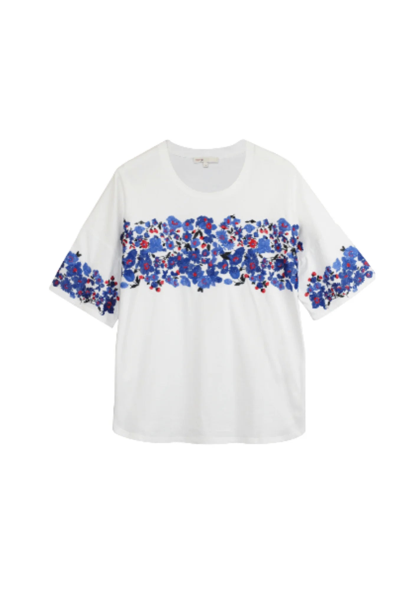 T-Shirt mit gestickter Blumenstextur