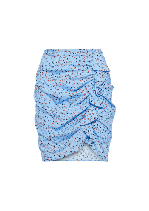 LIGHT BLUE RUFFLED MINI SKIRT