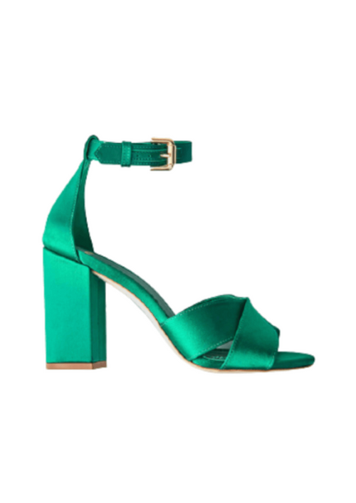 GREEN SATIN SANDALS