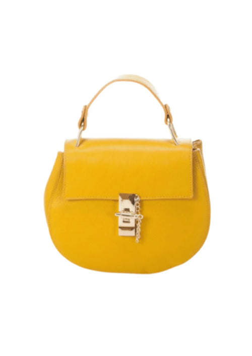 Gelbe glatte Lederhandtasche