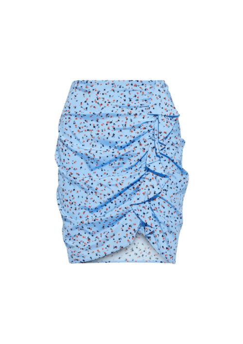 LIGHT BLUE RUFFLED MINI SKIRT