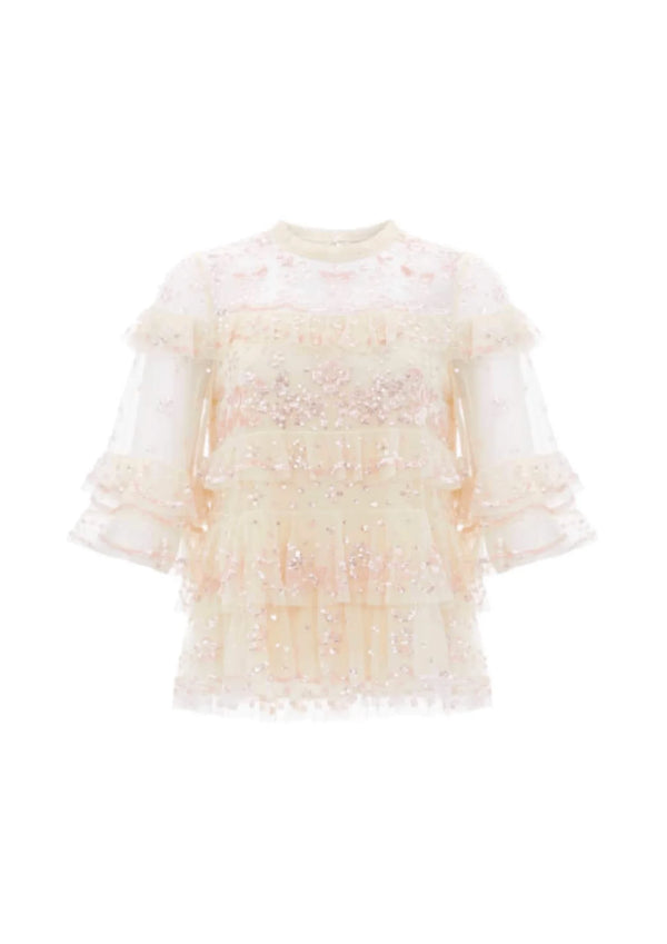 Tulle jaune et paillettes top eloise