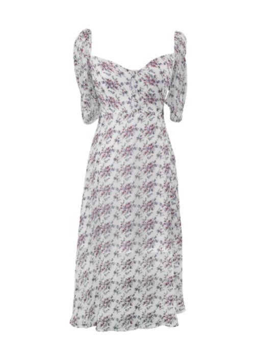 FLOWER PRINTED CHIFFON MIDI DRESS