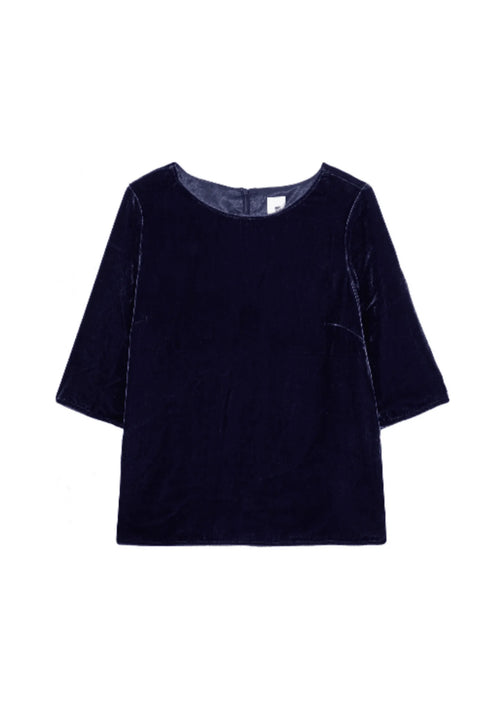 DARK BLUE VELVET TOP