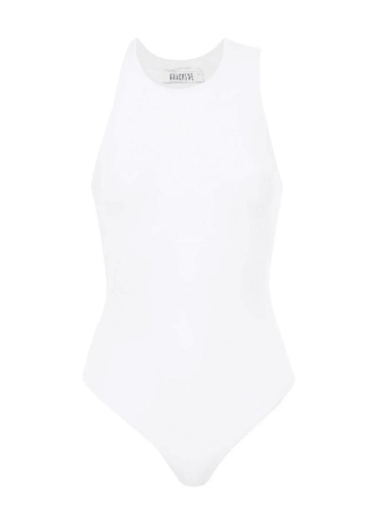 Weißer asymmetrischer Bodysuit
