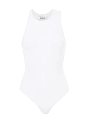 Weißer asymmetrischer Bodysuit
