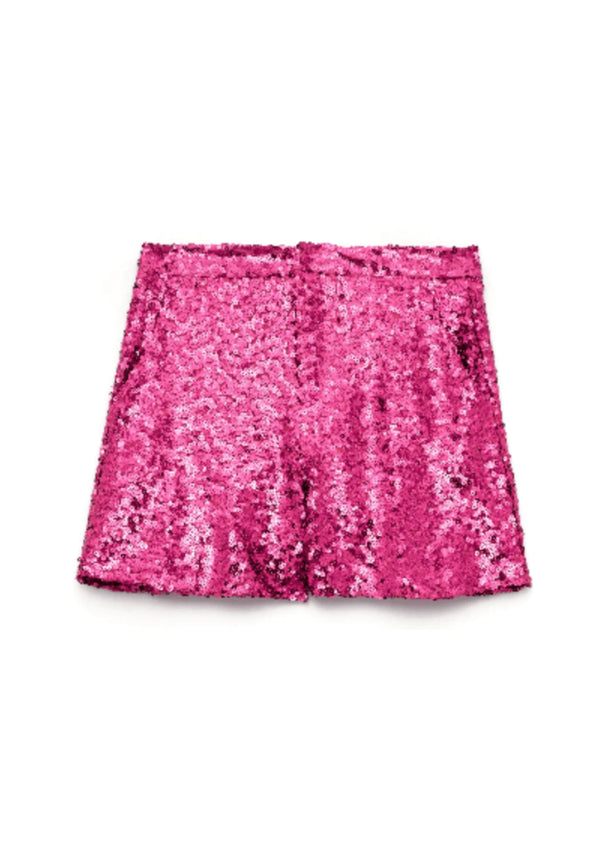 Shorts roses à paillettes