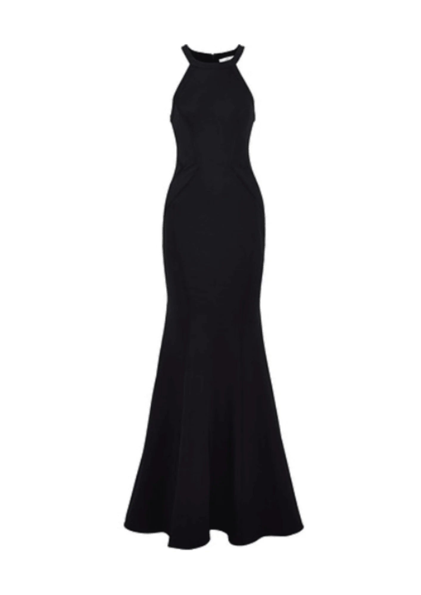 Schwarz geriffeltes langes Kleid