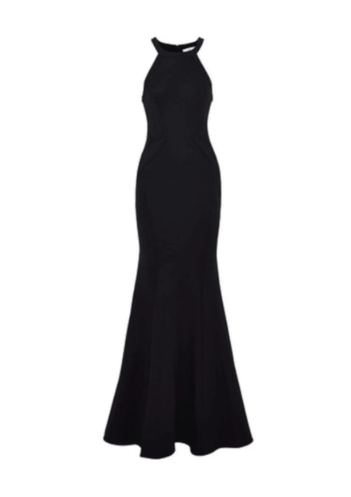 Robe longue noir cannelé