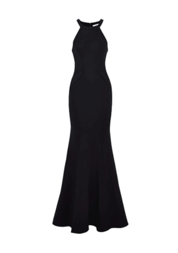 Robe longue noir cannelé