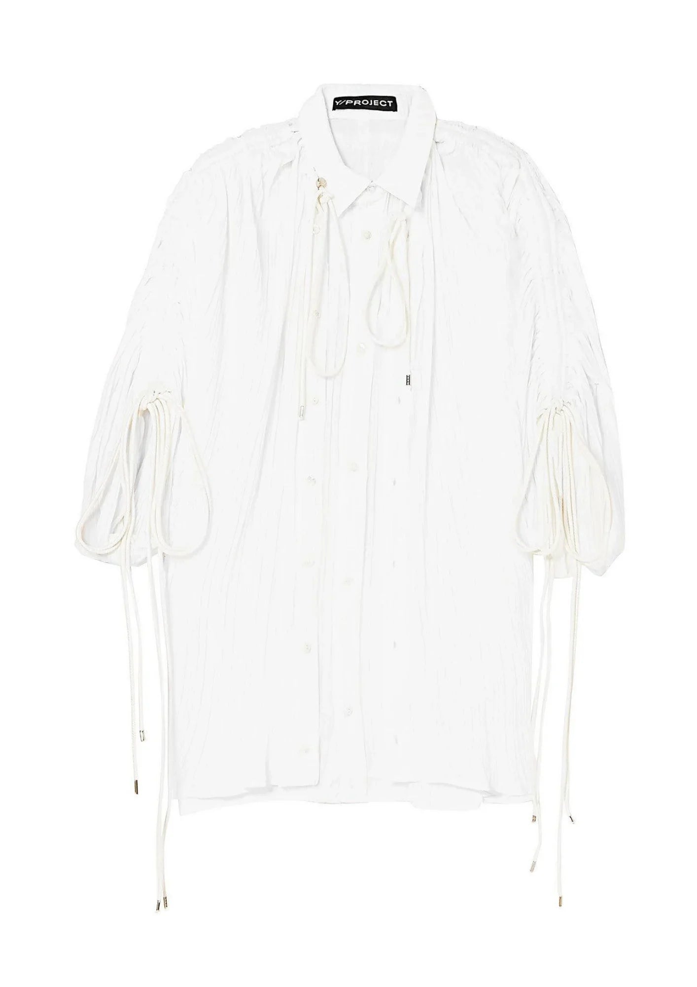 WHITE PLISSÉ-VOILE SHIRT