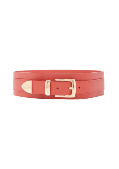 Ceinture de taille en cuir large orange