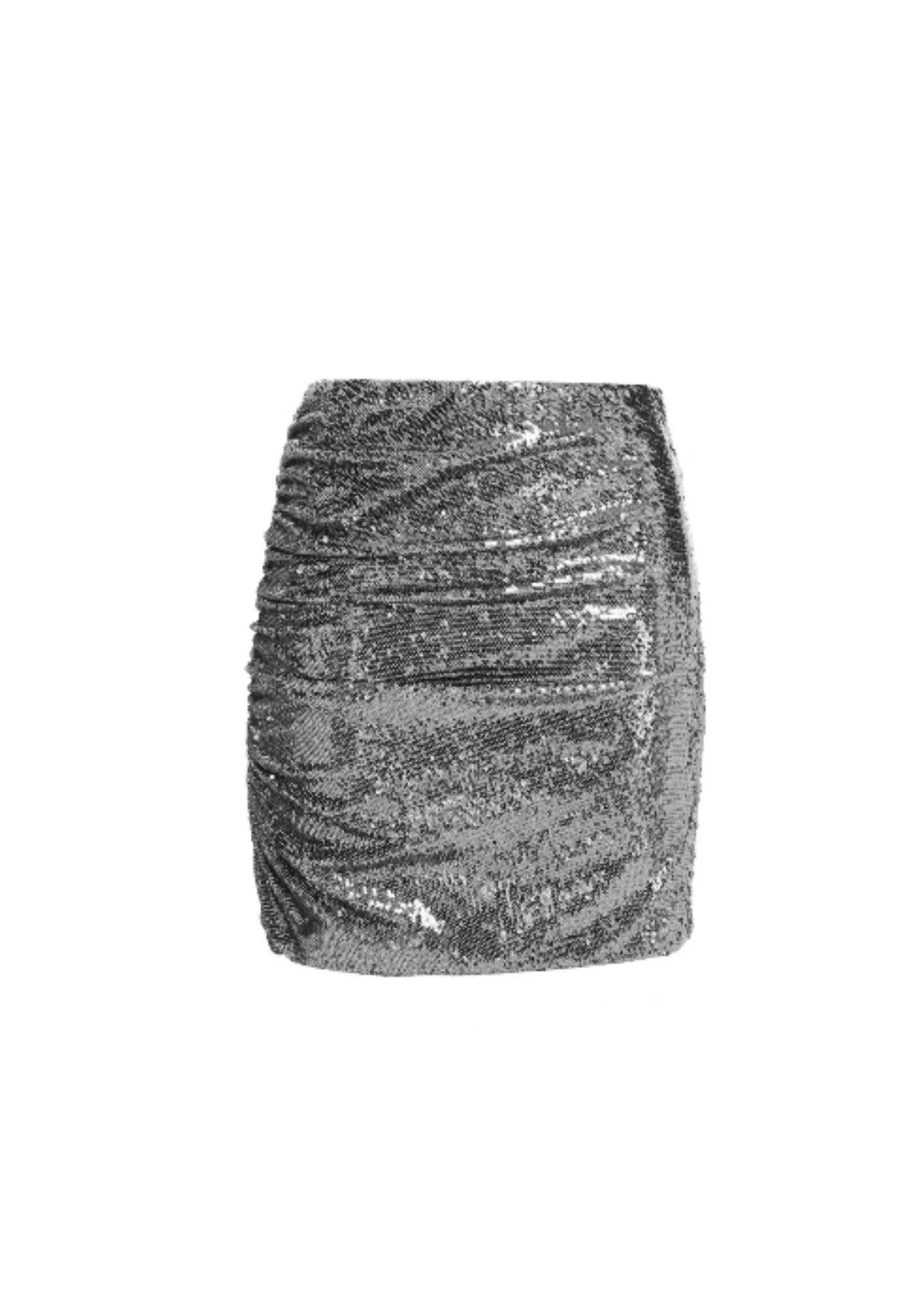 SILVER SEQUINED MINI SKIRT