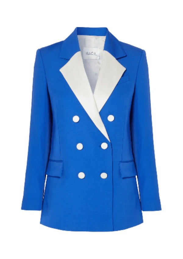 BLUE DOUBLE-BREASTED WOOL BLAZER