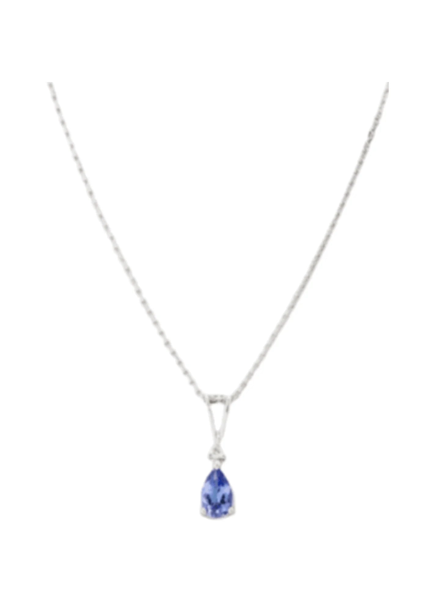 SILVER NECKLACE WITH BLUE DIAMOND